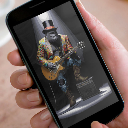 Guitar Gorilla Phone Wallpaper | Digital Download | IPhone wallpaper | Android wallpaper | Digital Phone Wallpaper