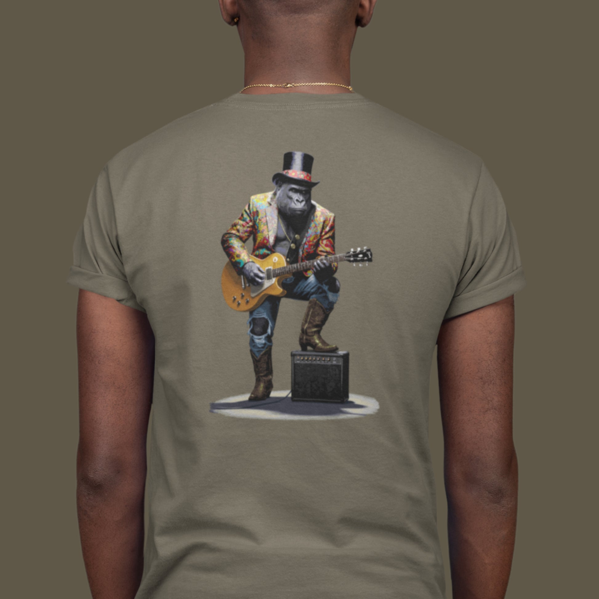Guitar Gorilla Unisex t-shirt - Image on back