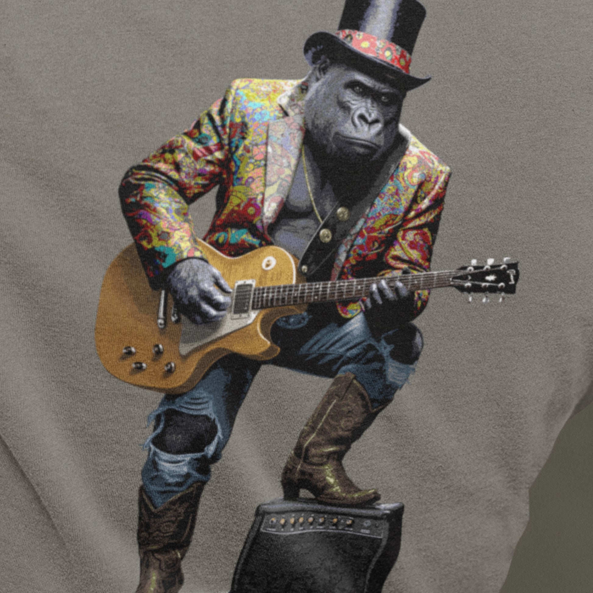 Guitar Gorilla Unisex t-shirt - Image on back