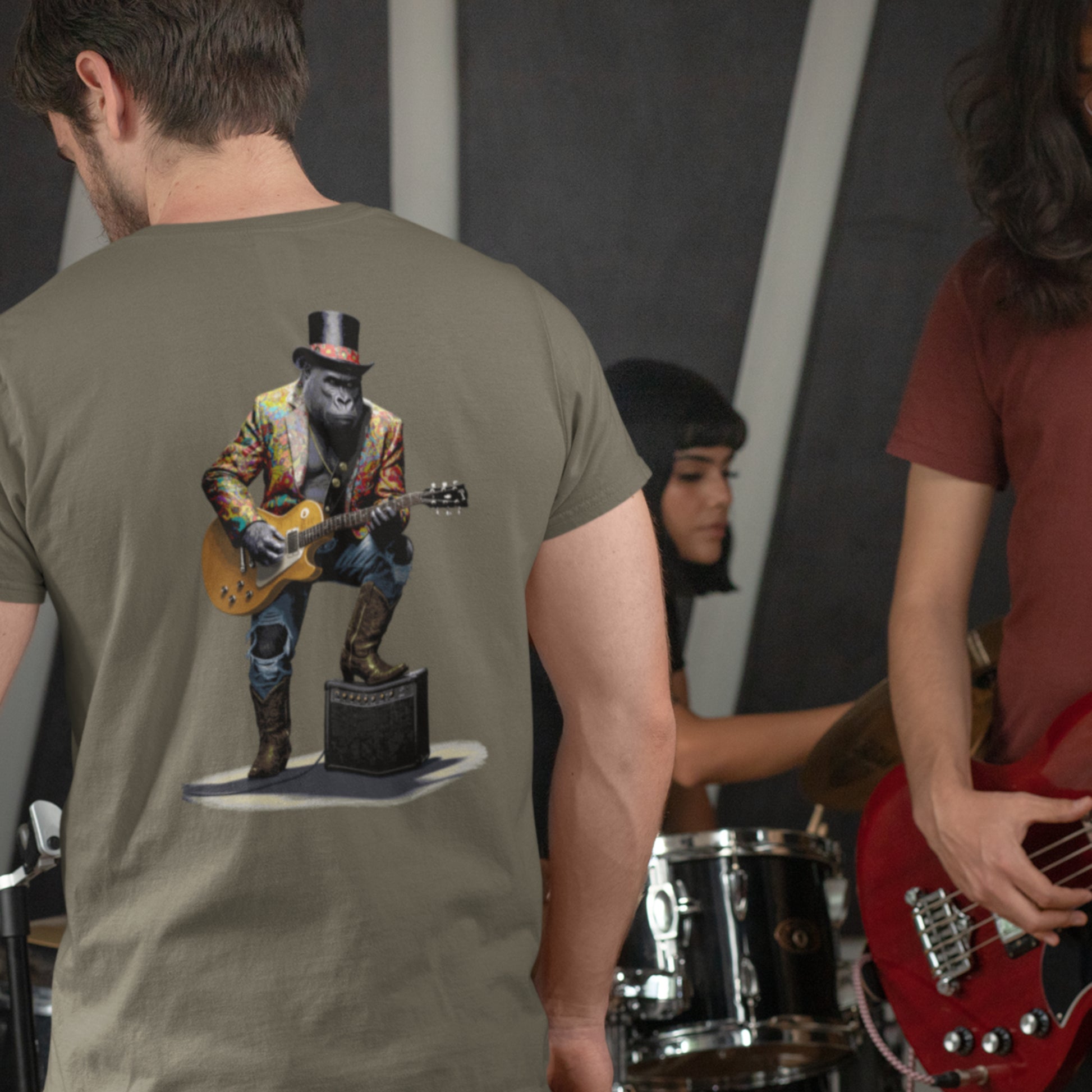 Guitar Gorilla Unisex t-shirt - Image on back