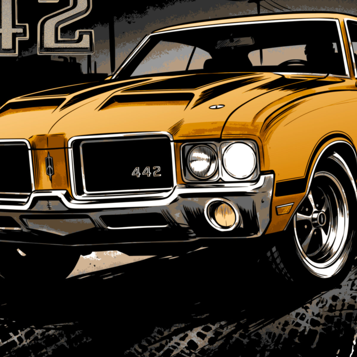 71 Oldsmobile 442 T-Shirt, Classic Olds Muscle Car Graphic Tee