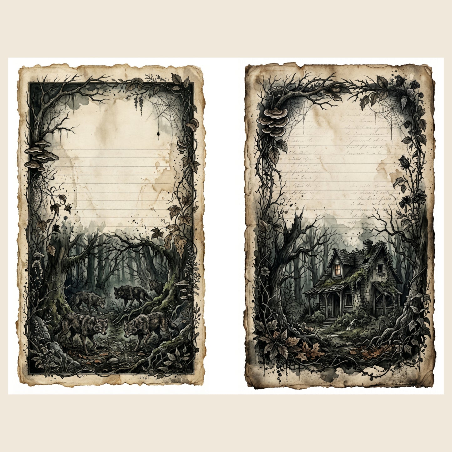 Dark Forest — Gothic Nature Junk Journal Printable Pages