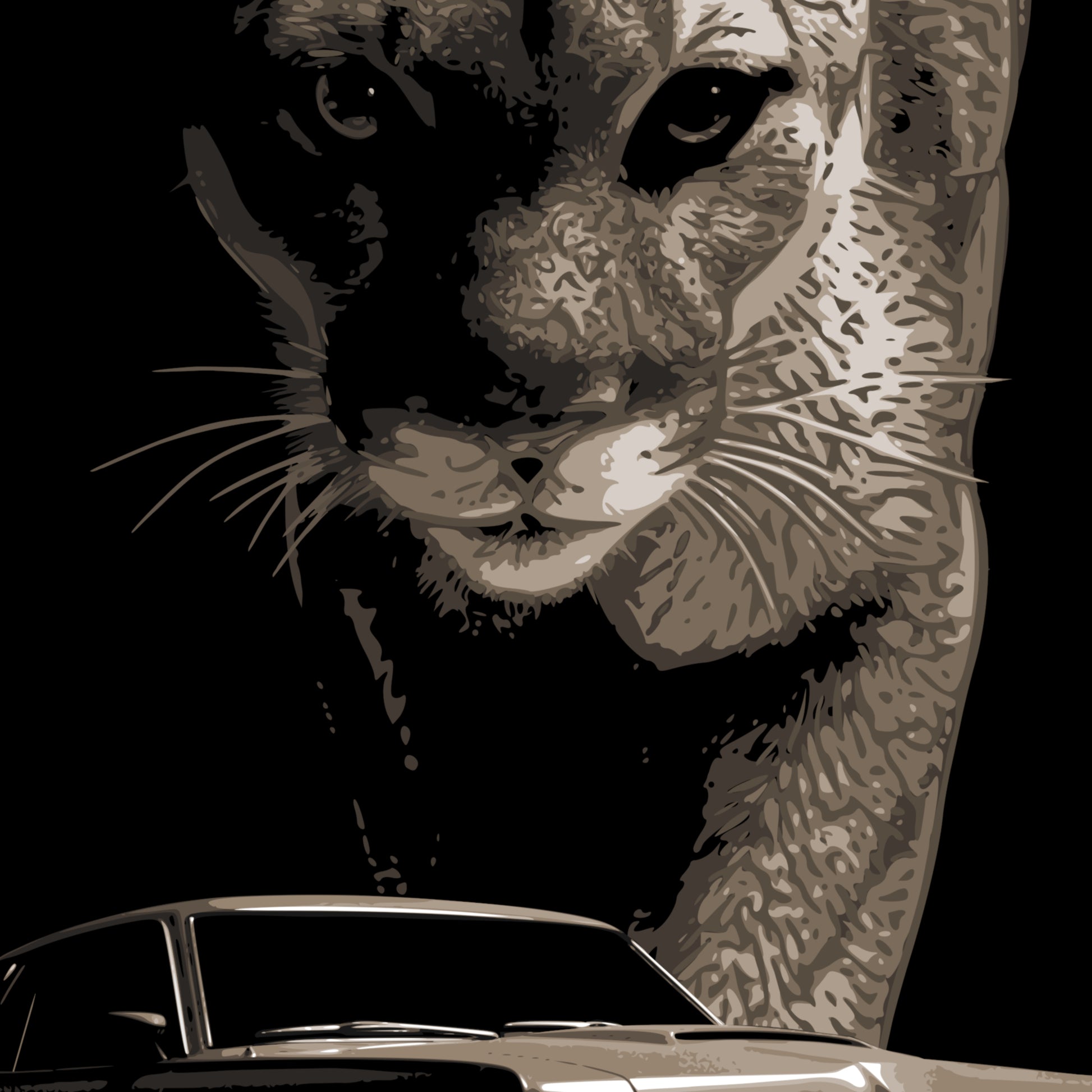 Classic Car Shirt featuring 69 Cougar, Unisex t-shirt with 1969 Mercury Cougar and cougar cat