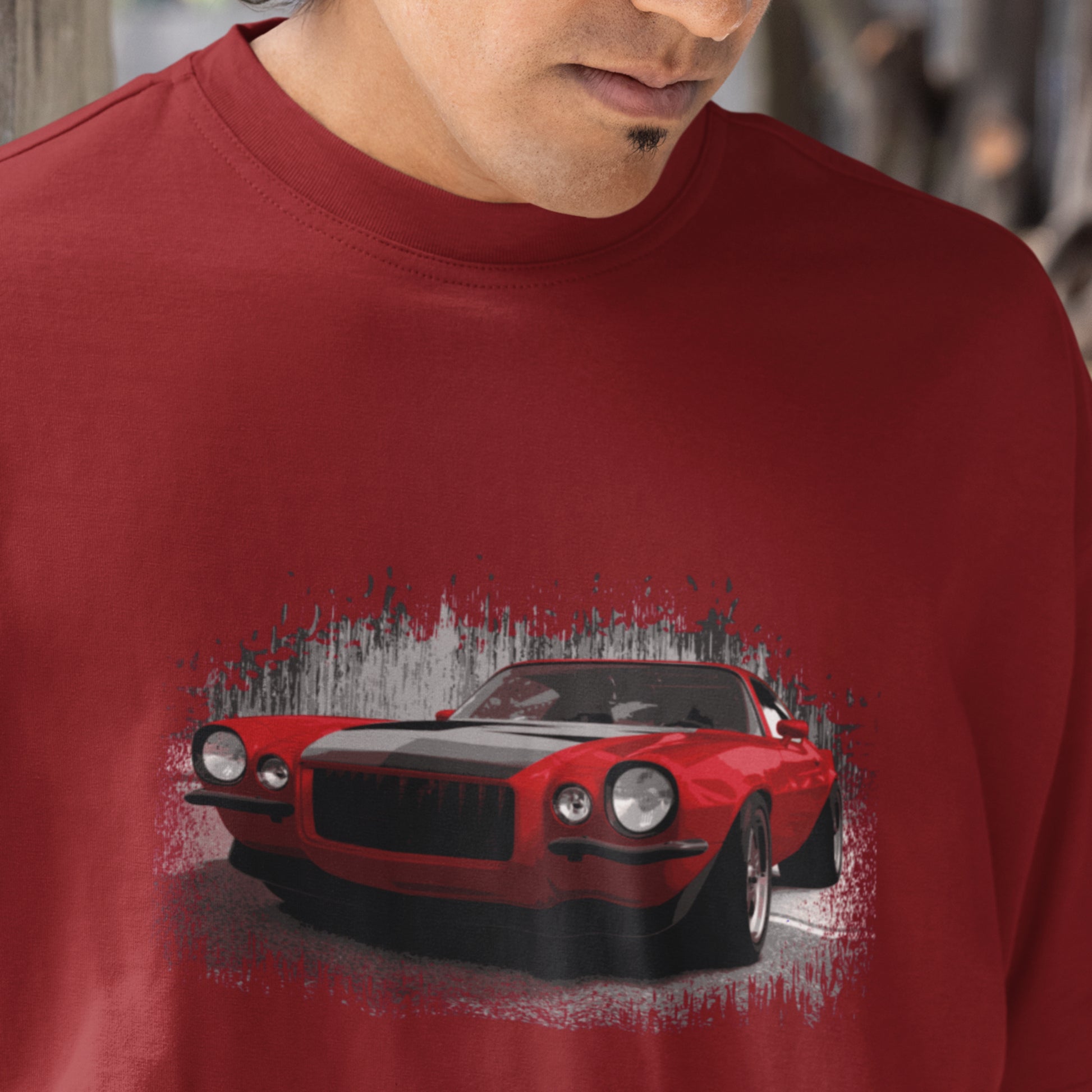Classic Car Shirt featuring a Red 1970 Camaro - Unisex t-shirt with 70 Chevrolet Camaro