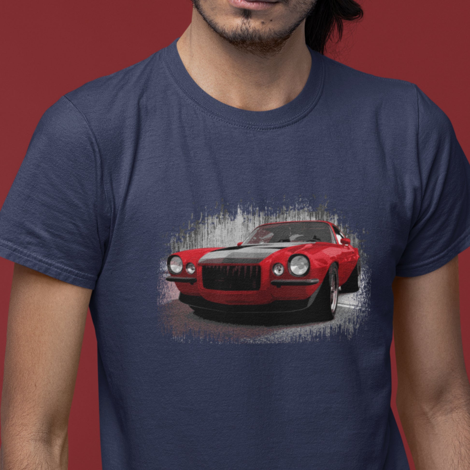 Classic Car Shirt featuring a Red 1970 Camaro - Unisex t-shirt with 70 Chevrolet Camaro