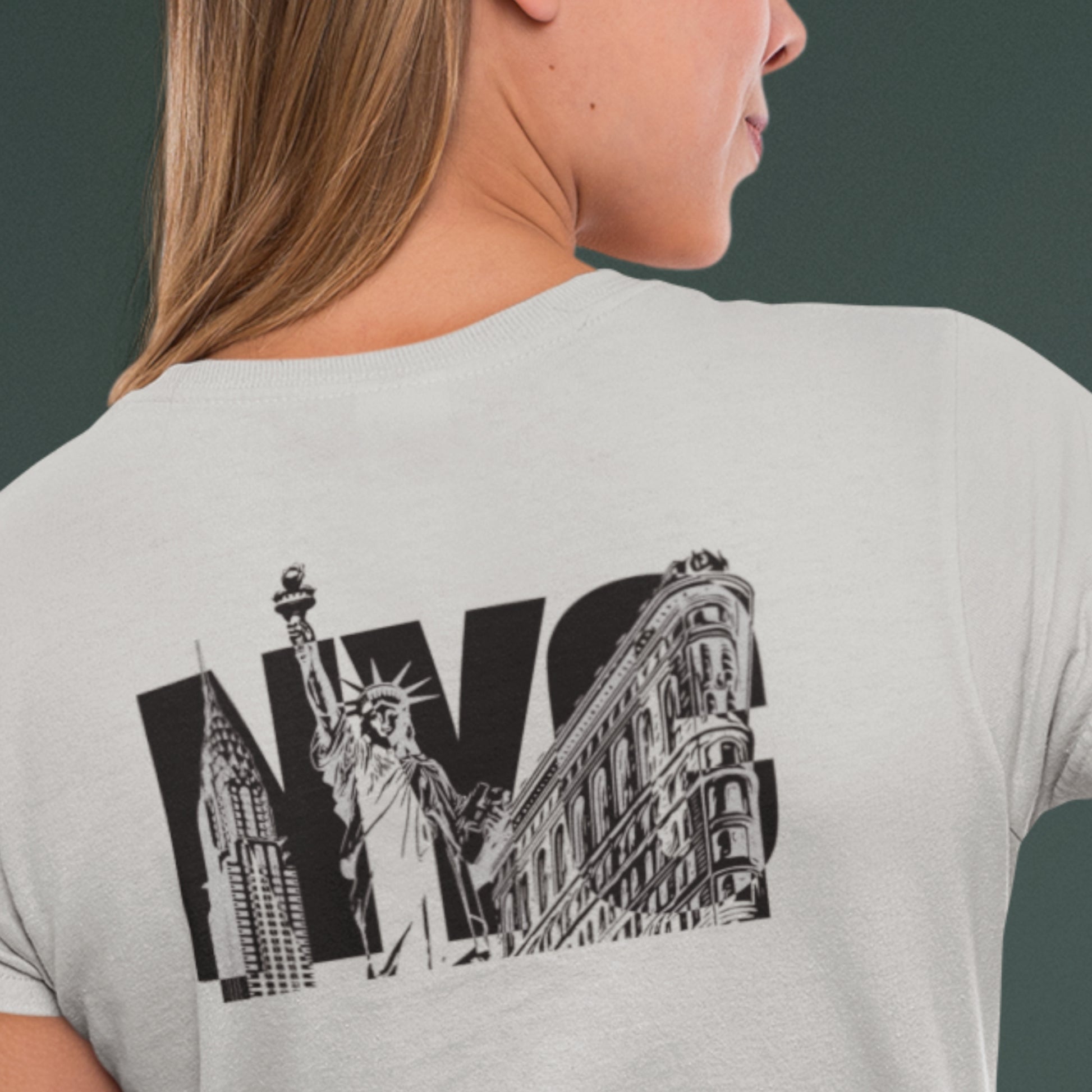 New York City Unisex t-shirt - NYC Landmarks image on back of shirt Empire State