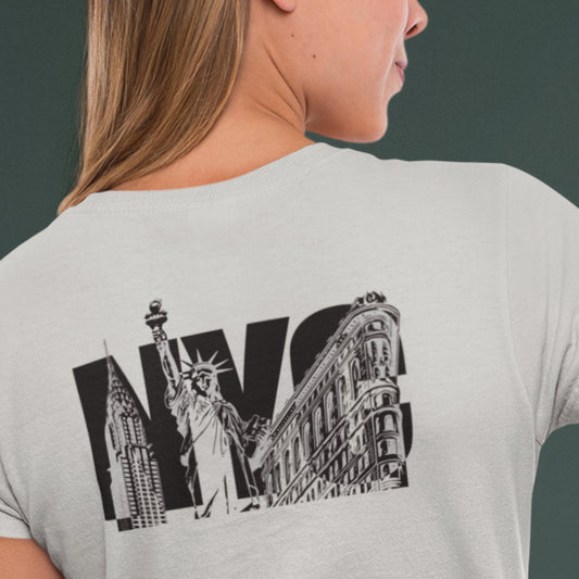 New York City Unisex t-shirt - NYC Landmarks image on back of shirt Empire State