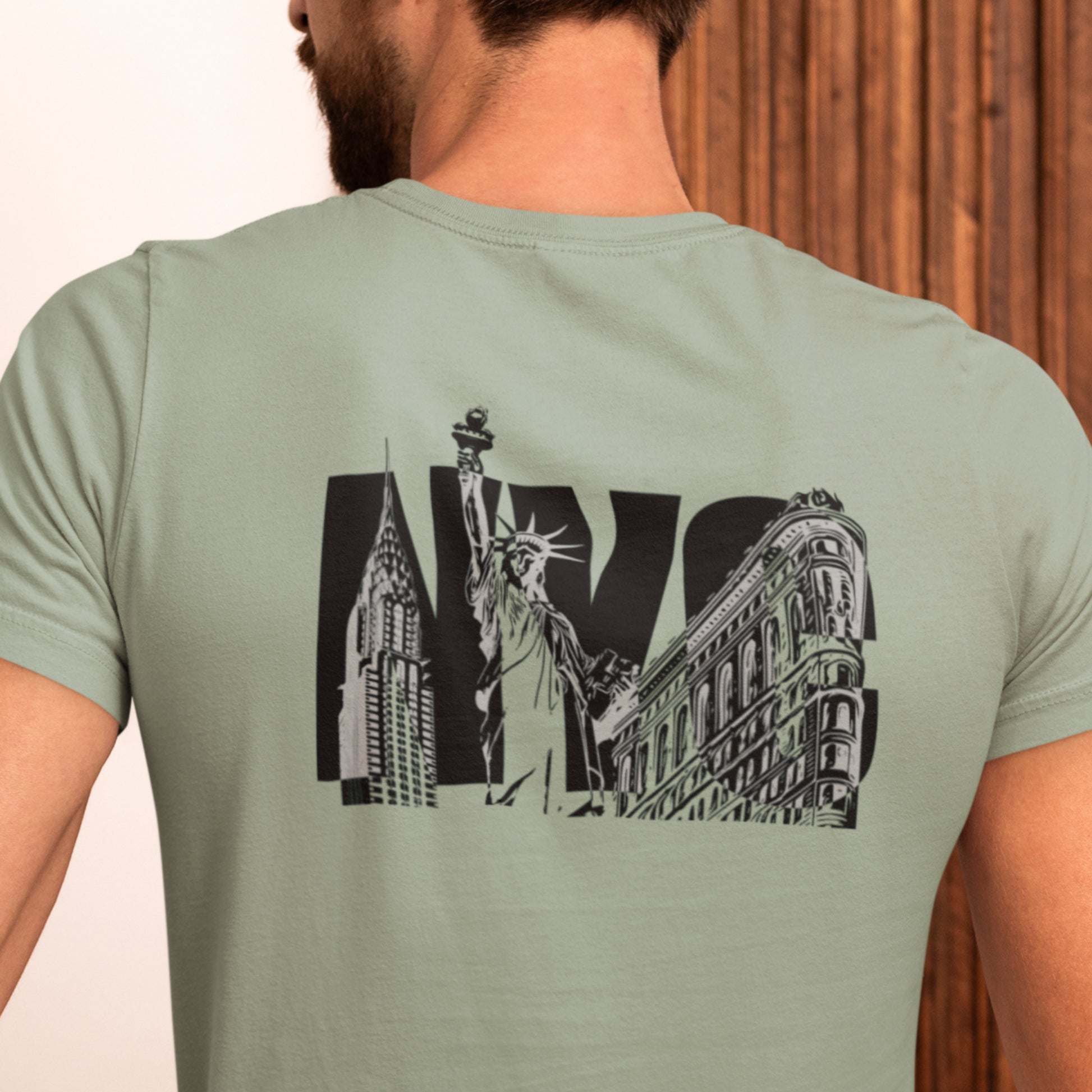 New York City Unisex t-shirt - NYC Landmarks image on back of shirt Empire State
