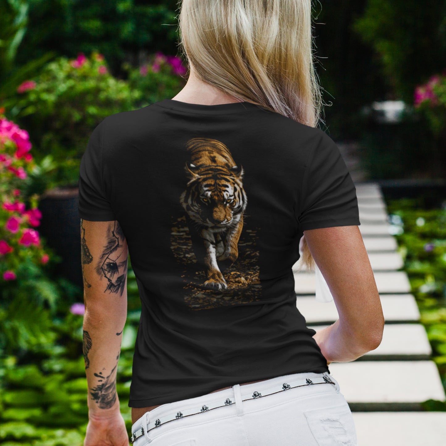 Wildlife Unisex t-shirt - Prowling Tiger Tee - Image on back - Big Cat