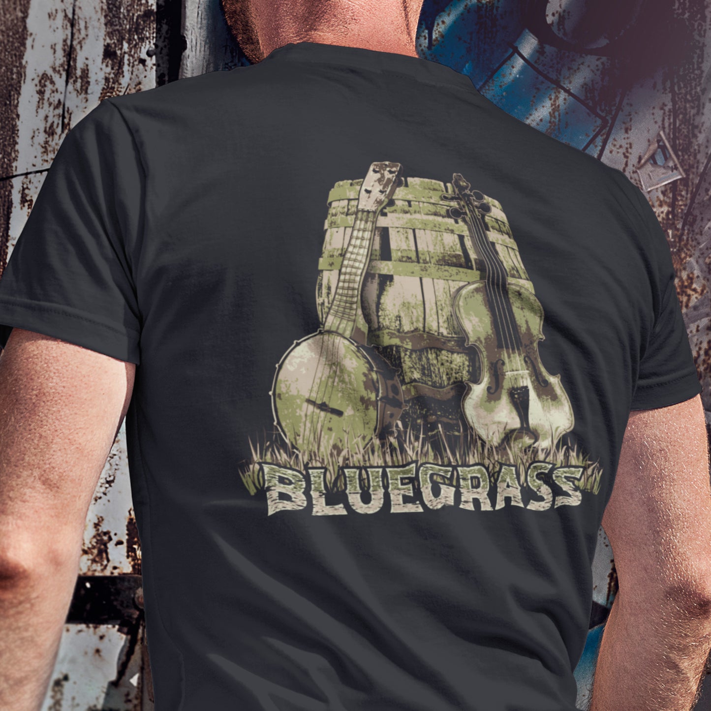 Bluegrass Unisex classic tee featuring Banjo and Fiddle - Image on back