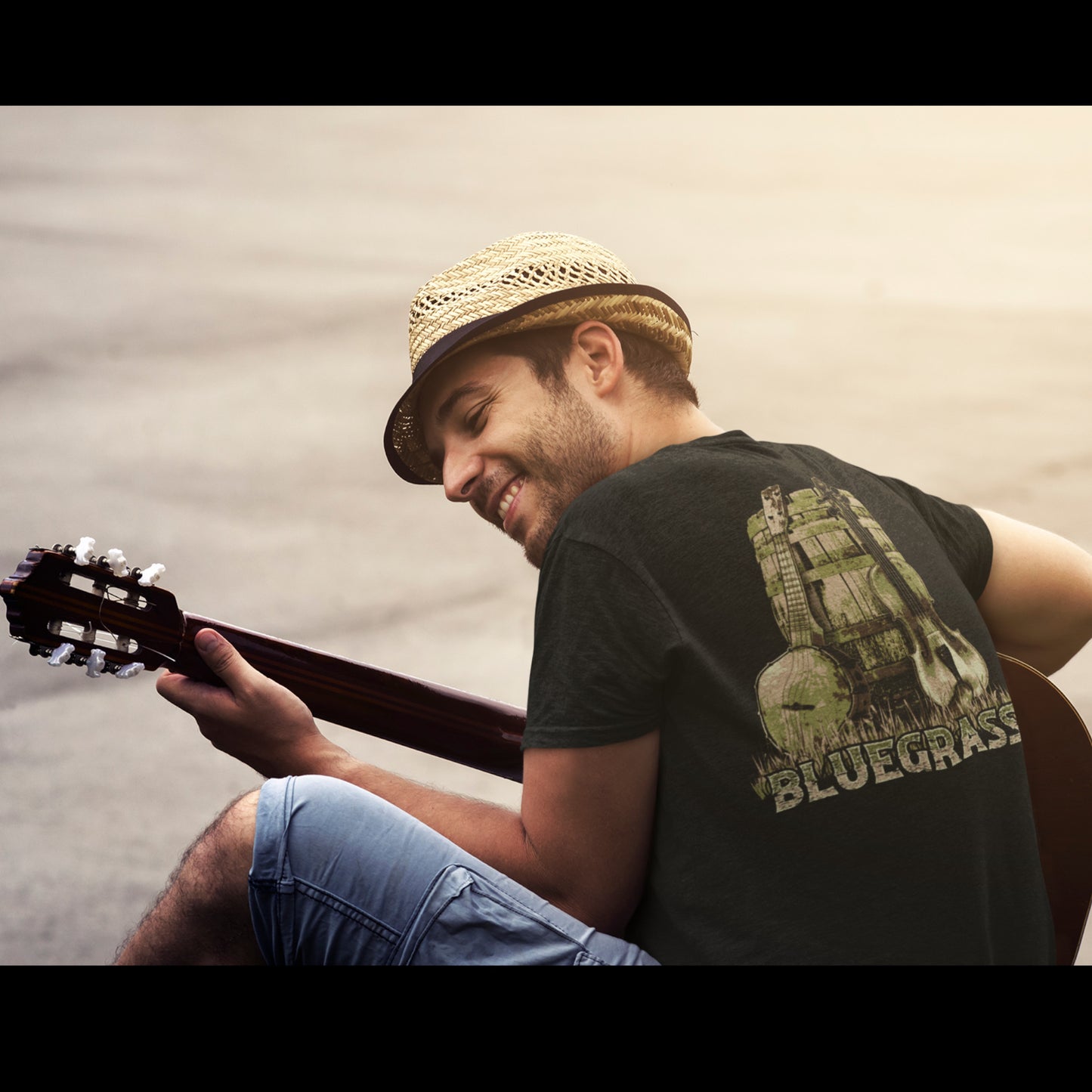 Bluegrass Unisex classic tee featuring Banjo and Fiddle - Image on back