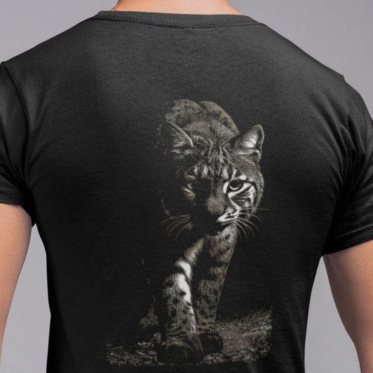 Wildlife Unisex t-shirt - Prowling Bobcat Tee - Image on back