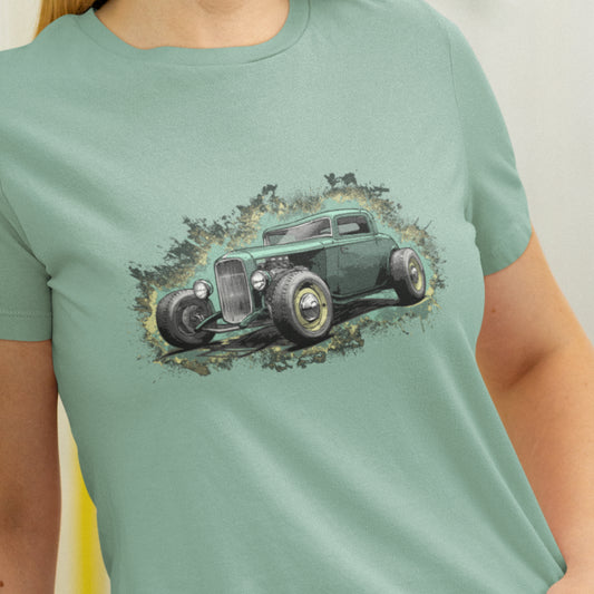 32 Ford Hot Rod Unisex t-shirt: Green 1932 Ford Coupe