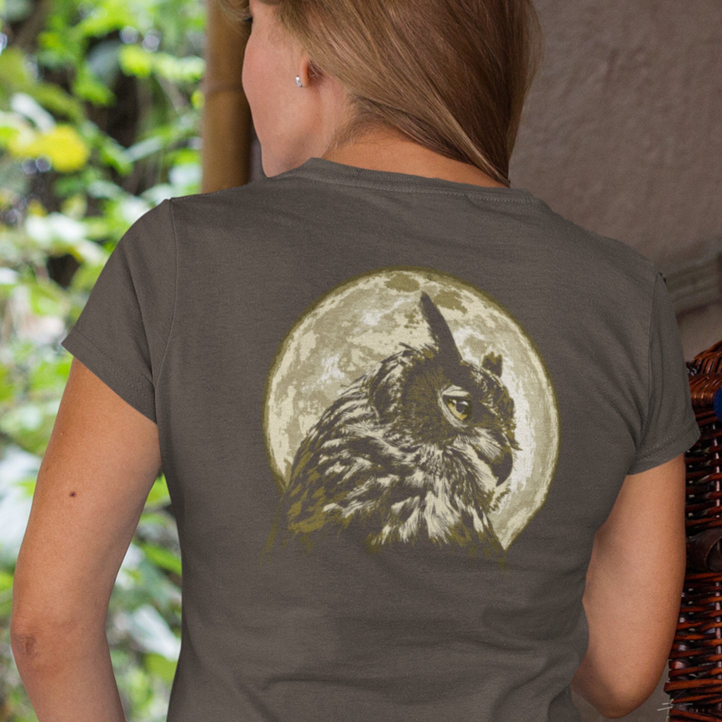 Great Horned Owl with Moon backdrop Unisex classic tee