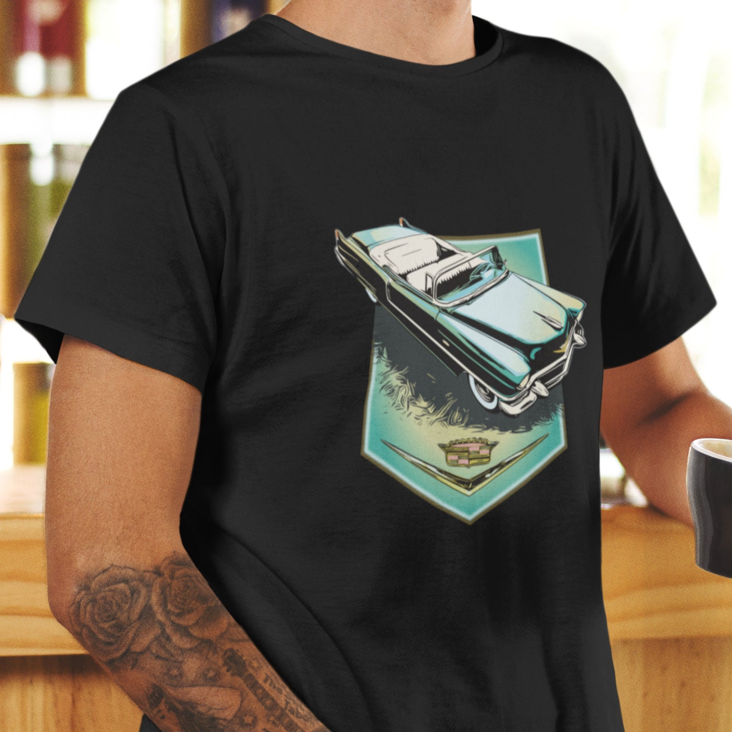 56 Cadillac Unisex t-shirt, 1956 Caddy series 62 blue/green