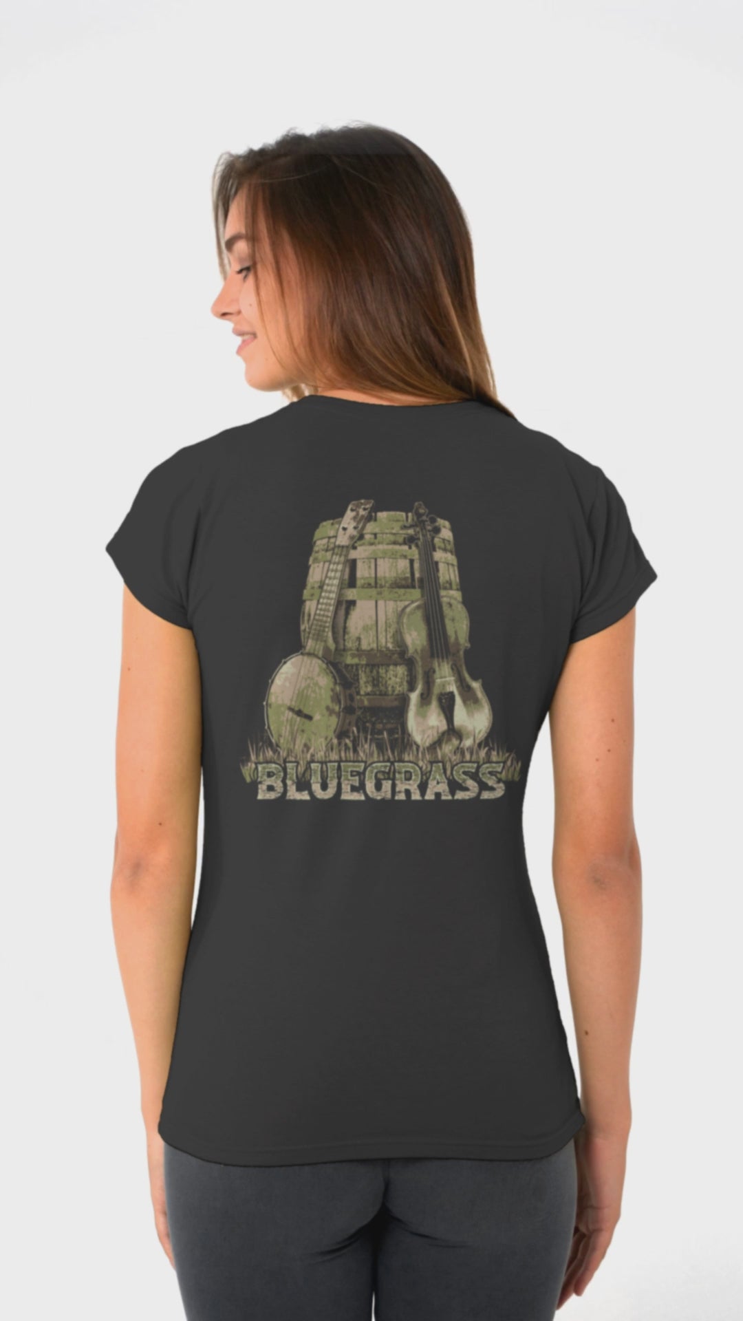 Bluegrass Unisex classic tee featuring Banjo and Fiddle - Image on back