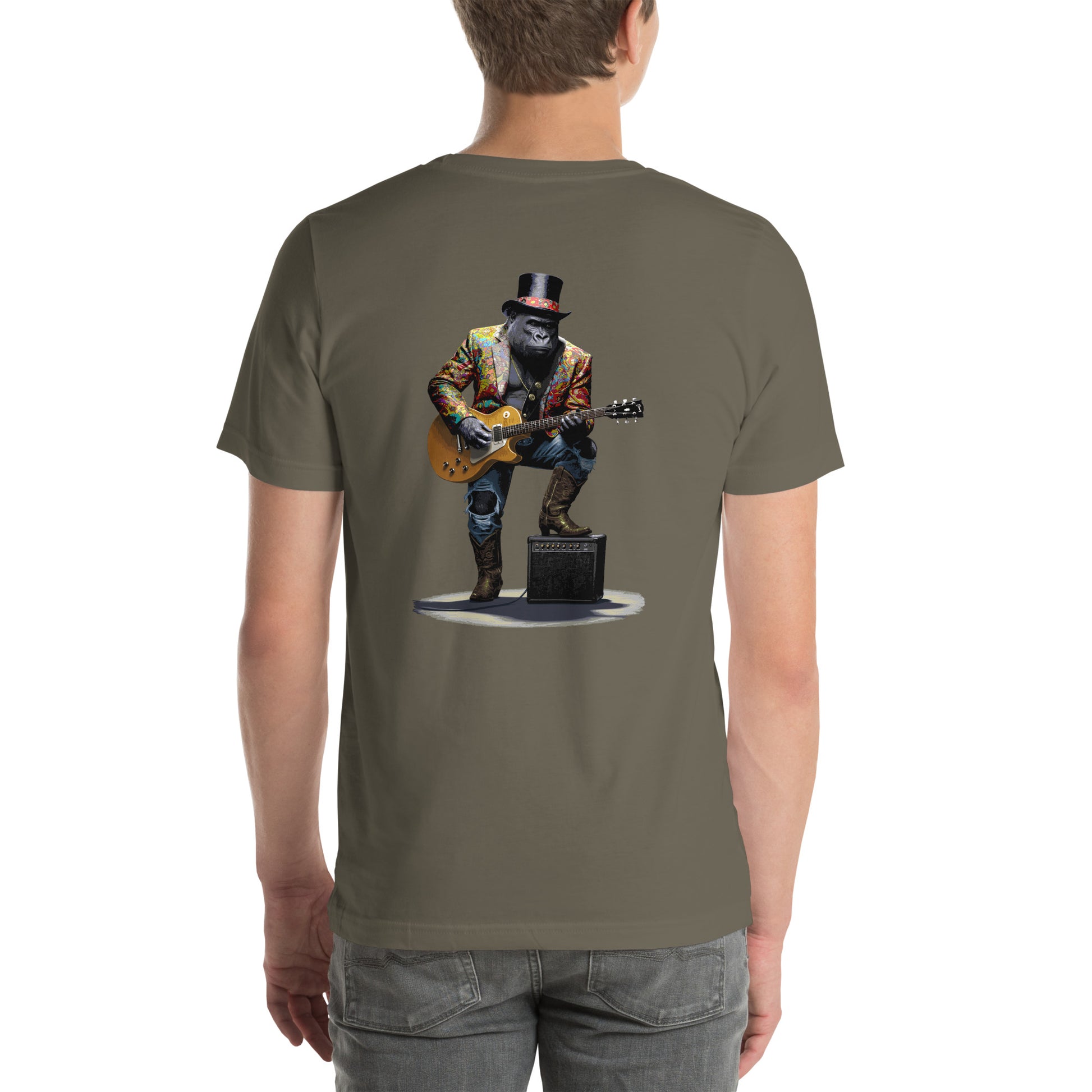 Guitar Gorilla Unisex t-shirt - Image on back