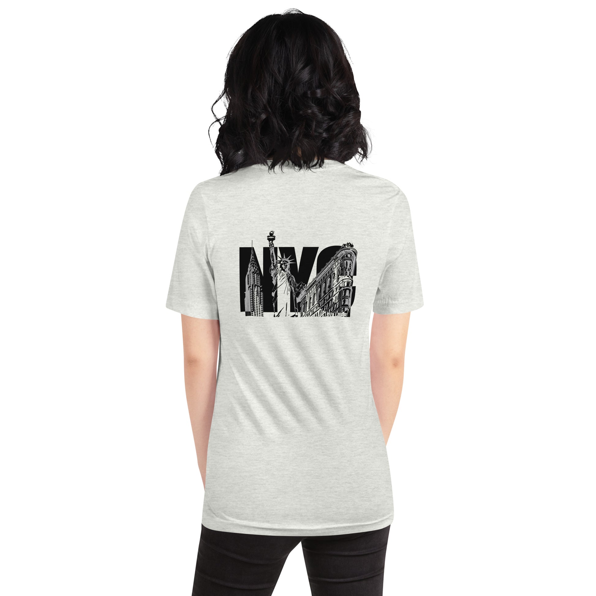 New York City Unisex t-shirt - NYC Landmarks image on back of shirt Empire State