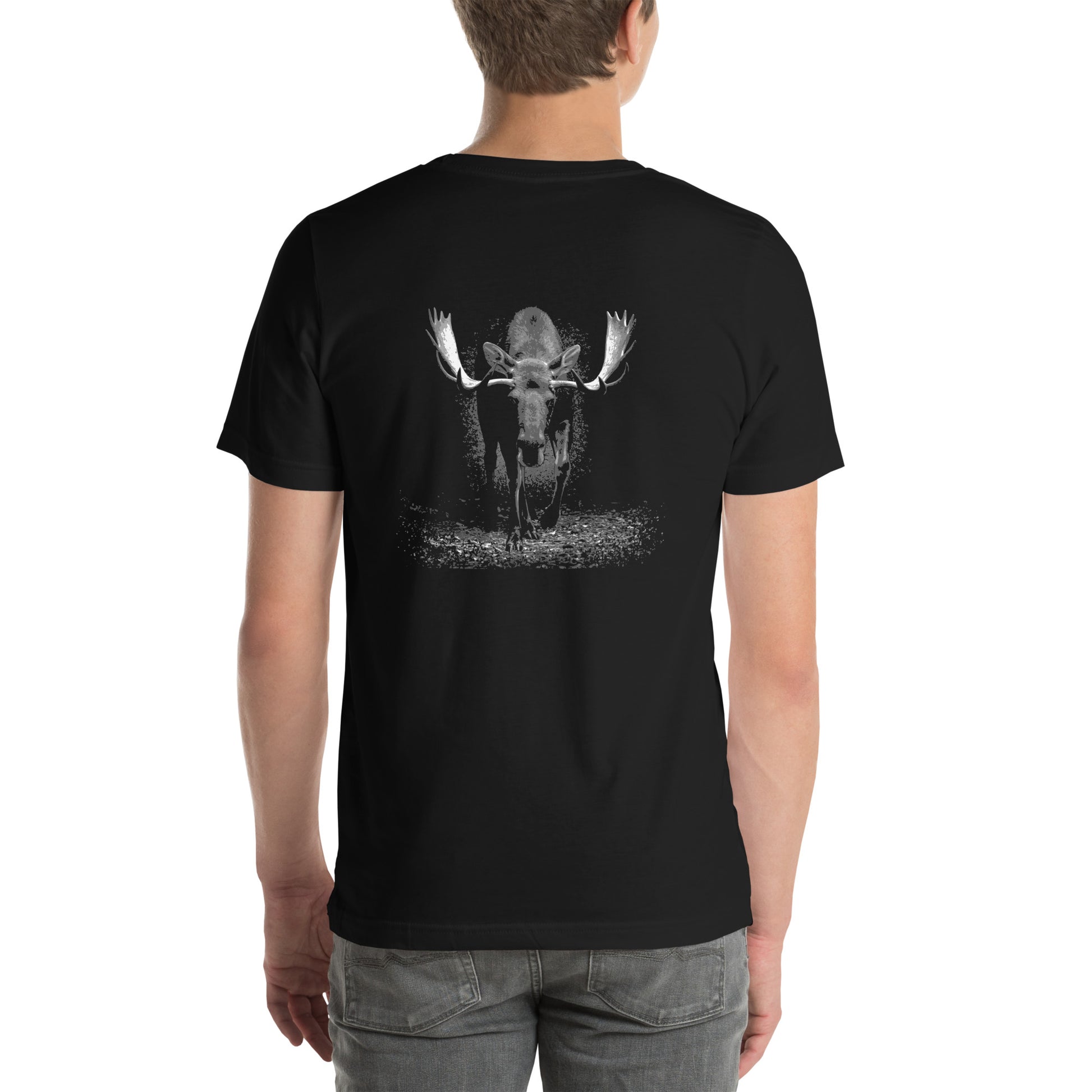 Moose Unisex t-shirt - Majestic Moose nature / outdoors / North American animals image on back