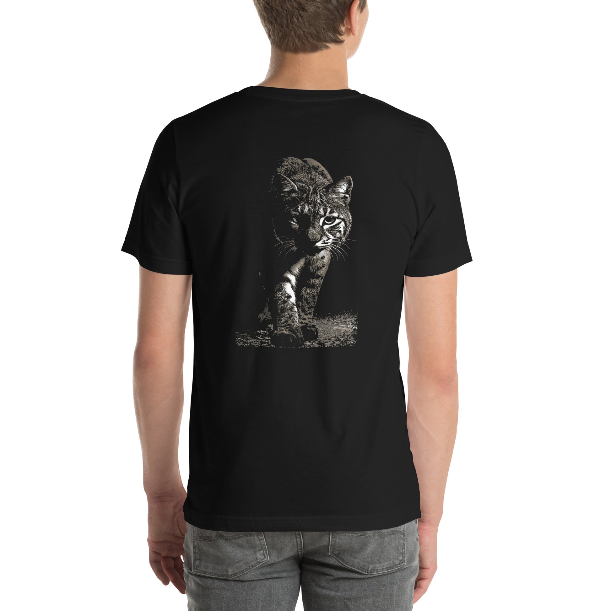 Wildlife Unisex t-shirt - Prowling Bobcat Tee - Image on back