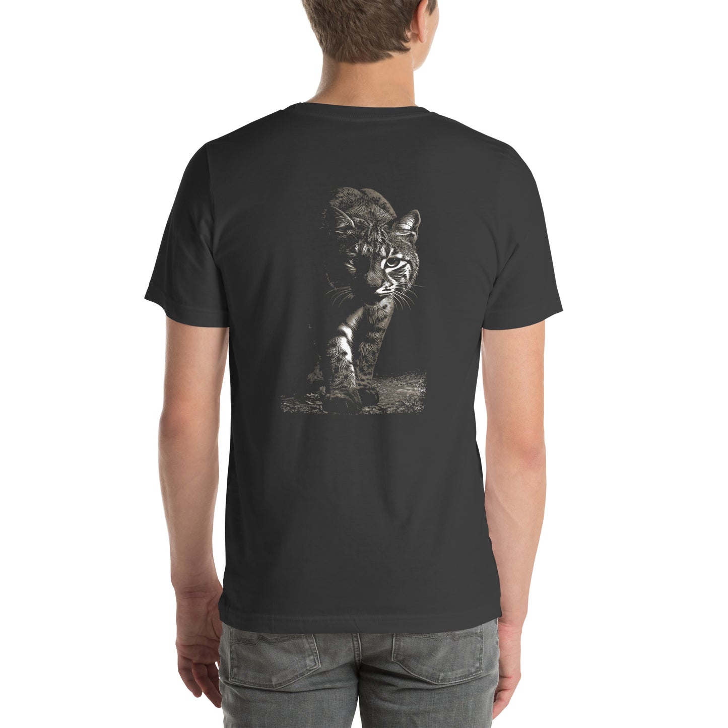 Wildlife Unisex t-shirt - Prowling Bobcat Tee - Image on back