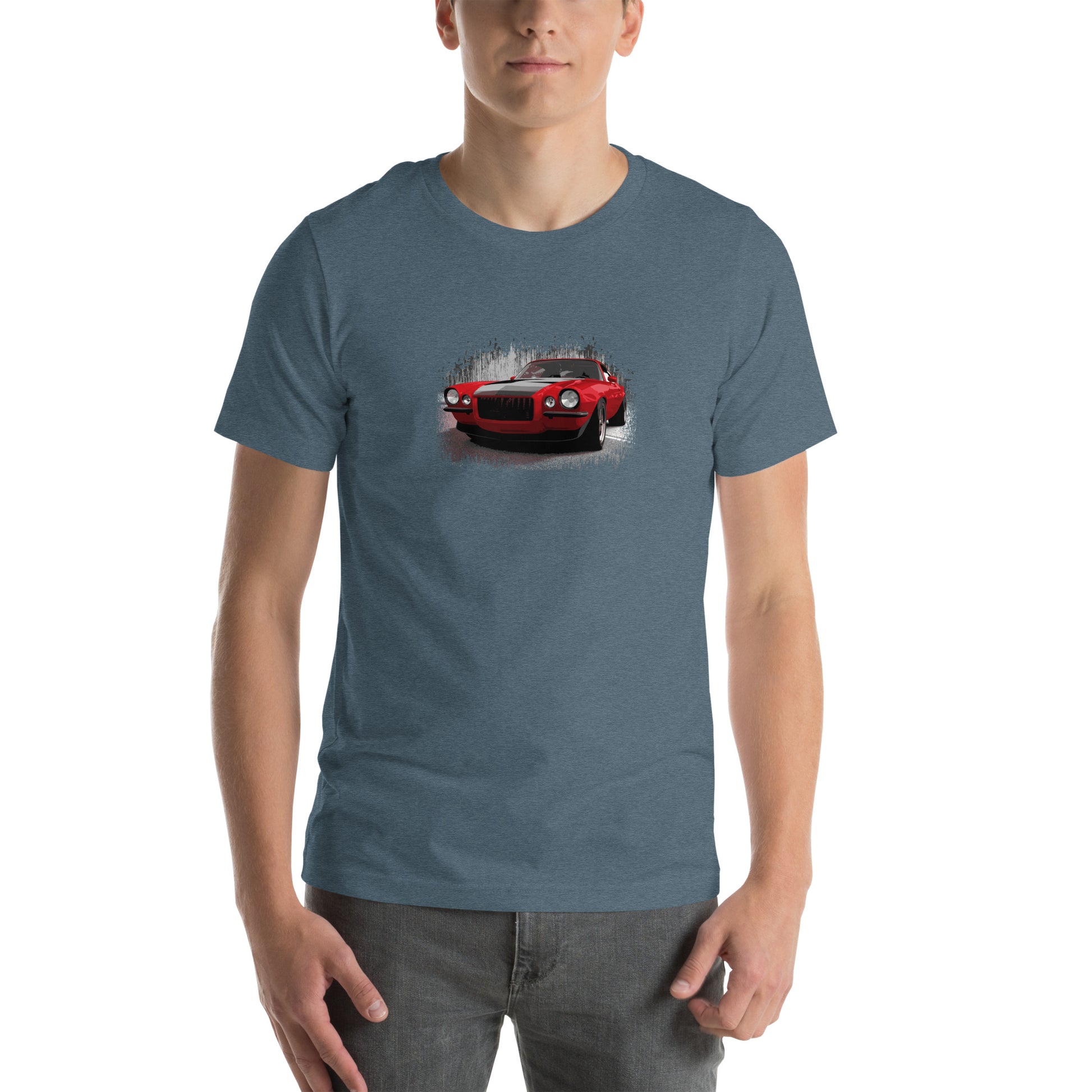 Classic Car Shirt featuring a Red 1970 Camaro - Unisex t-shirt with 70 Chevrolet Camaro