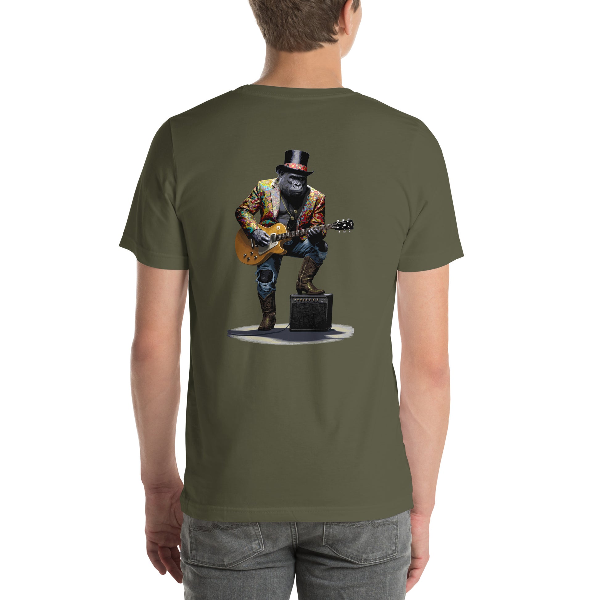 Guitar Gorilla Unisex t-shirt - Image on back