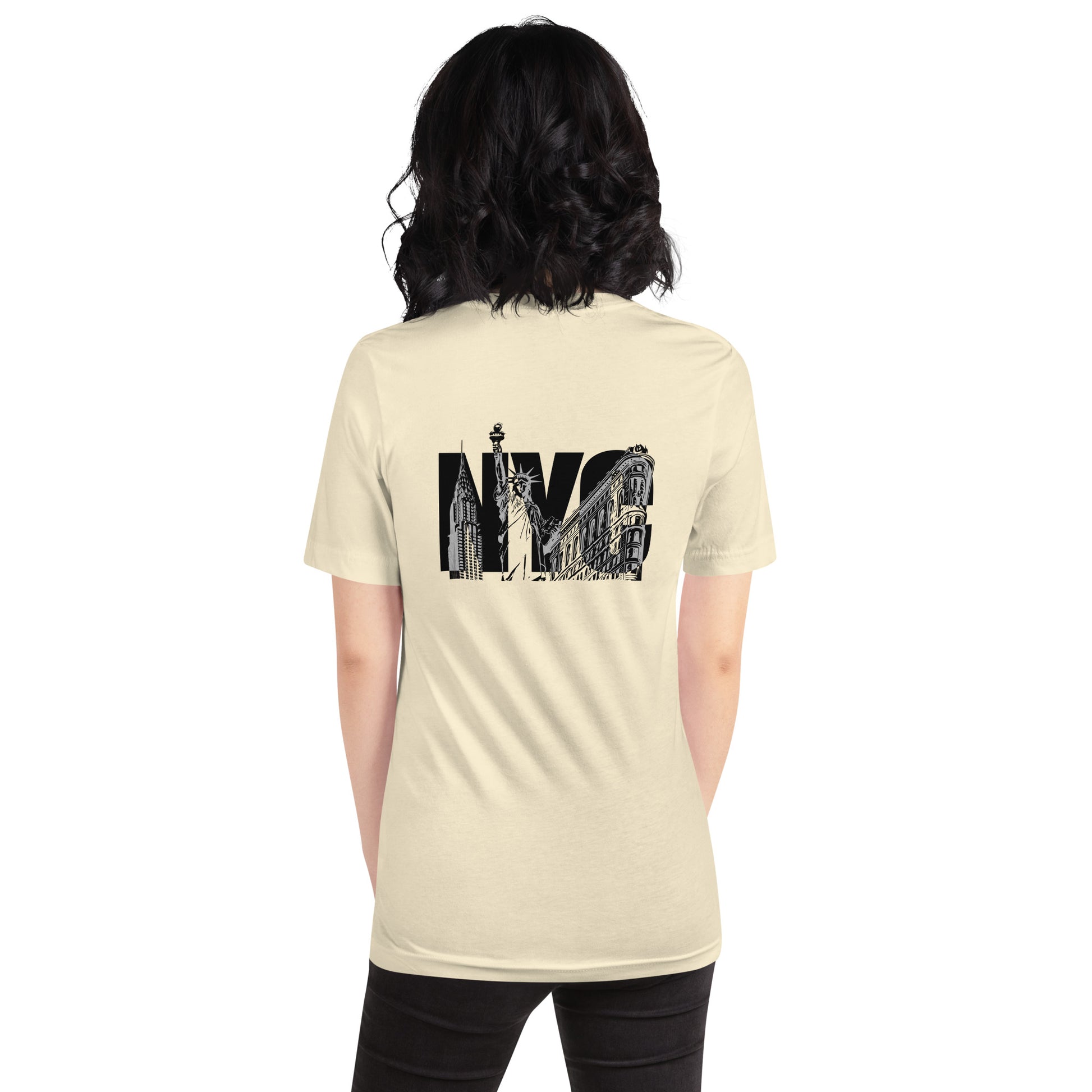 New York City Unisex t-shirt - NYC Landmarks image on back of shirt Empire State