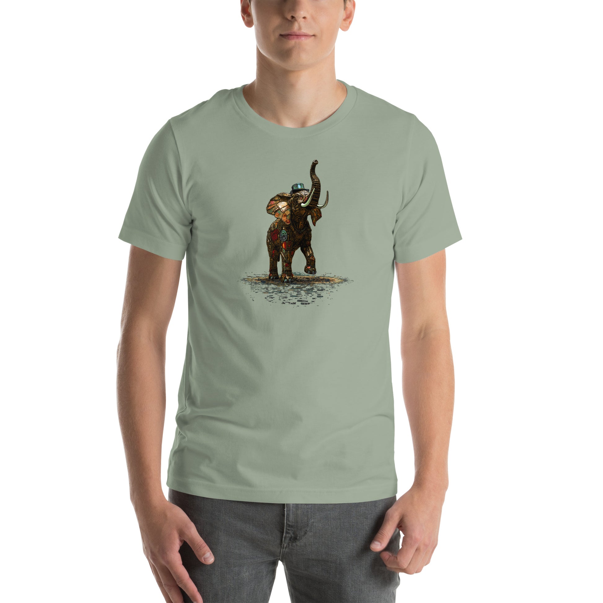 Steampunk Elephant T-shirt, mechanical pachyderm with top hat Unisex Tee