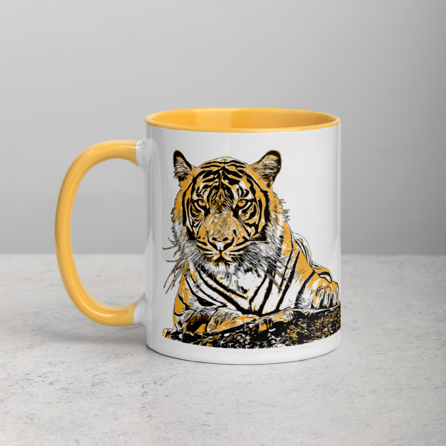Majestic Tiger Coffee Mug - featuring a Big Cat with matching color on inside and handle