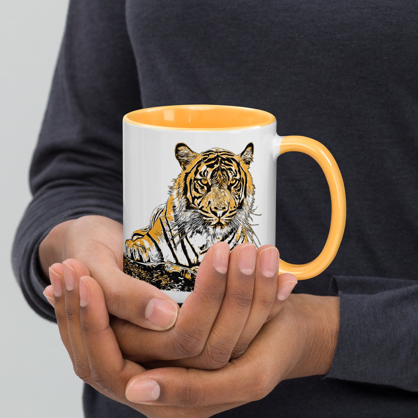 Majestic Tiger Coffee Mug - featuring a Big Cat with matching color on inside and handle