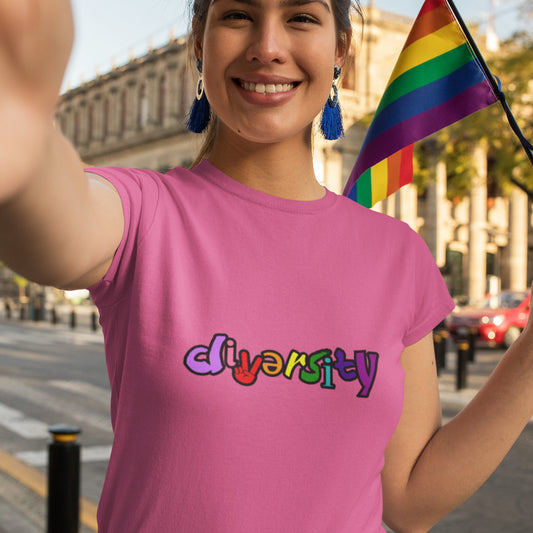 Celebrating Diversity Women's Relaxed T-Shirt with rainbow colors