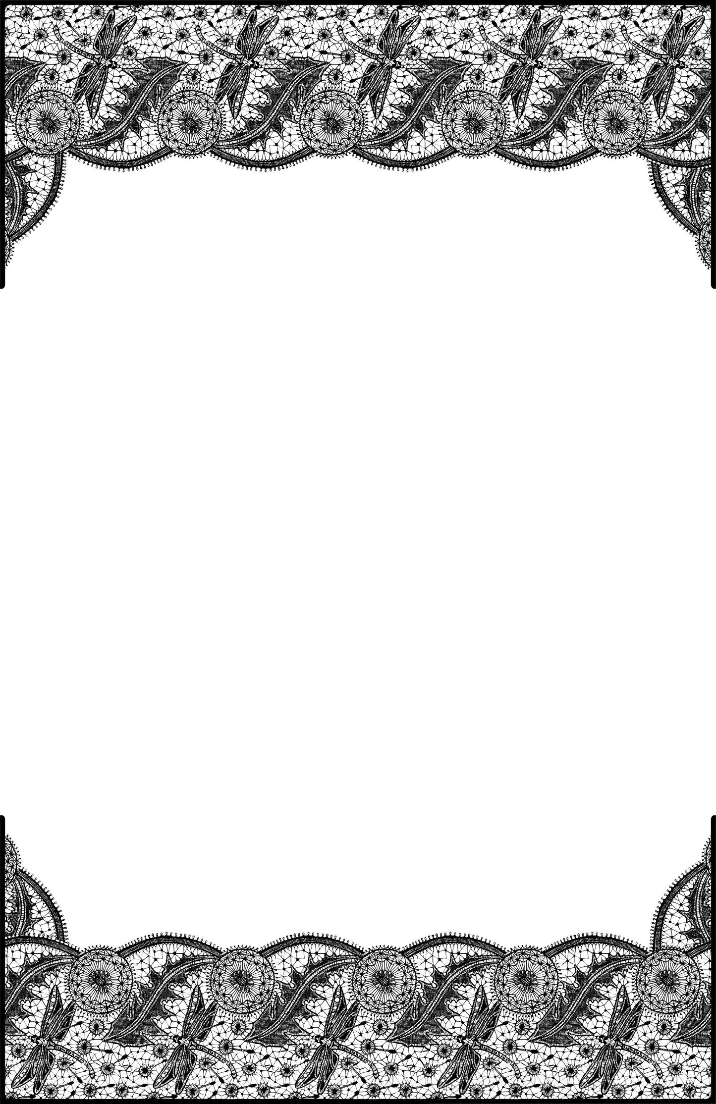 Dragonfly/ Dandelion Art Nouveau Page border in SVG JPG PNG formats, instant digital download, printable clipart bundle