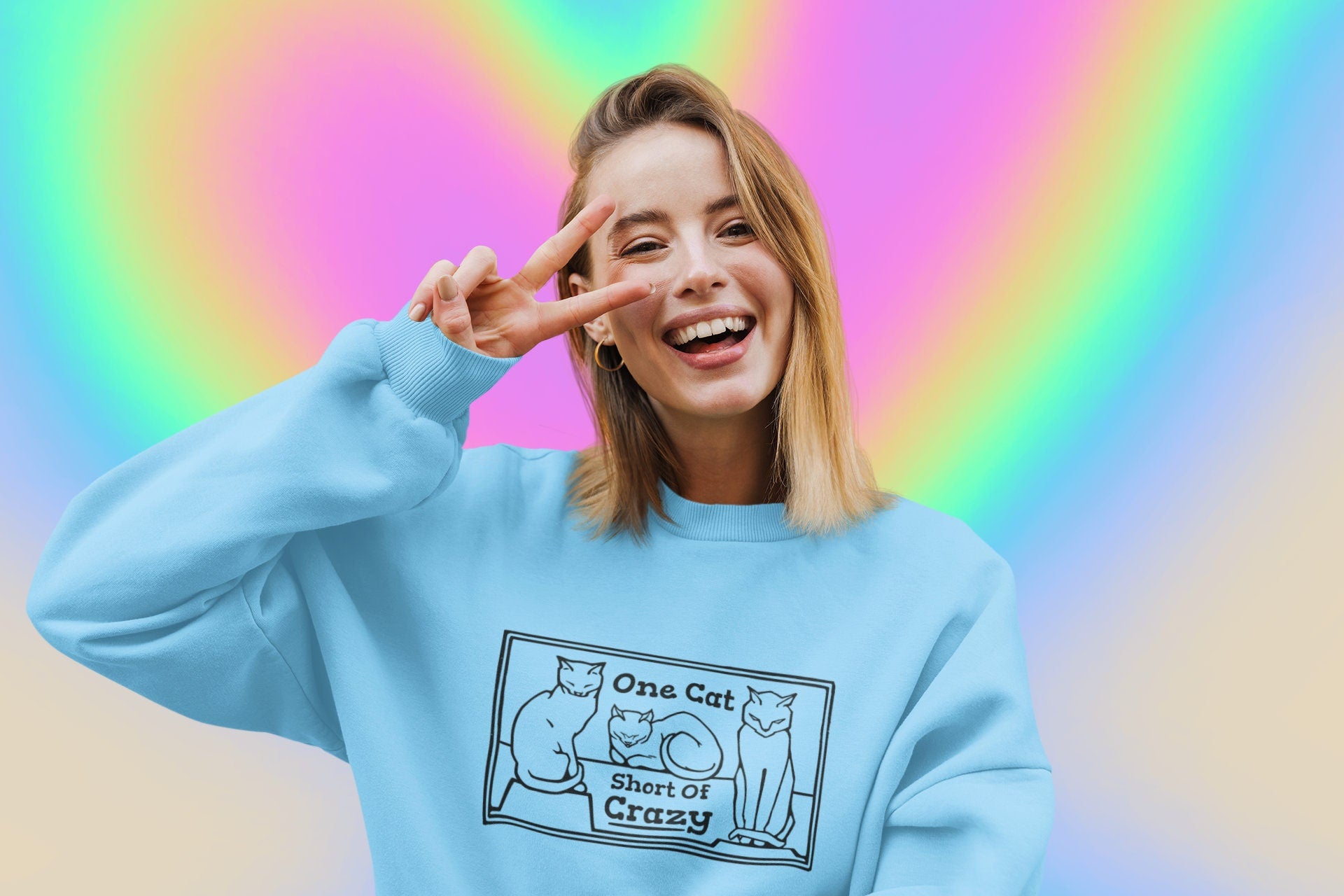 One Cat Short of Crazy Unisex Heavy Blend Crewneck Sweatshirt - for cat lovers