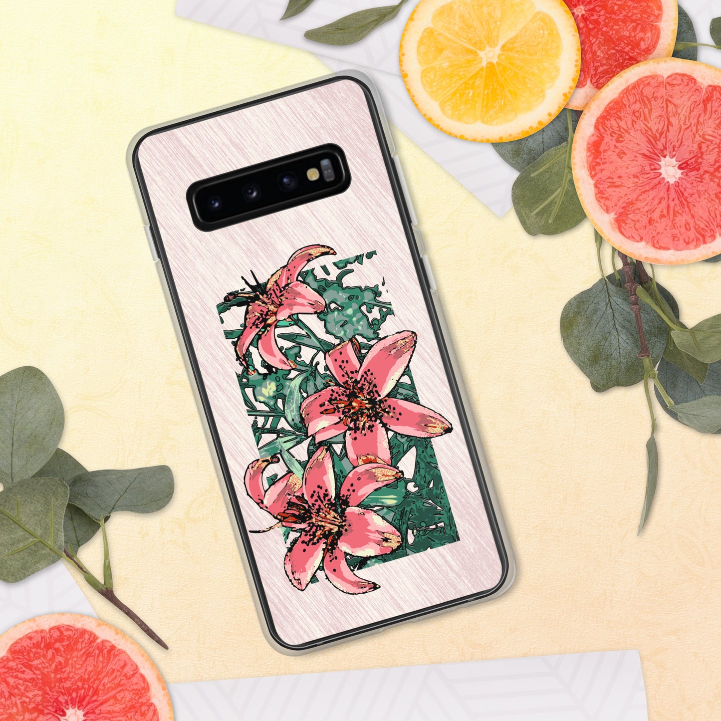 Pink Lilies Samsung Case for S10 models - Original Floral Design