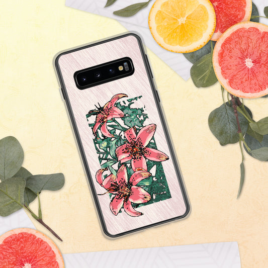 Pink Lilies Samsung Case for S10 models - Original Floral Design