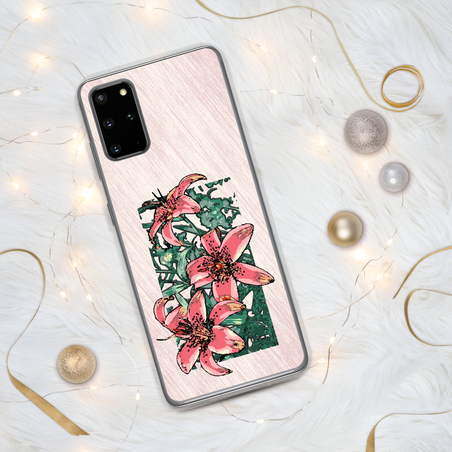 Pink Lilies Samsung Case for S20, S21, S22 models - Original Floral Design