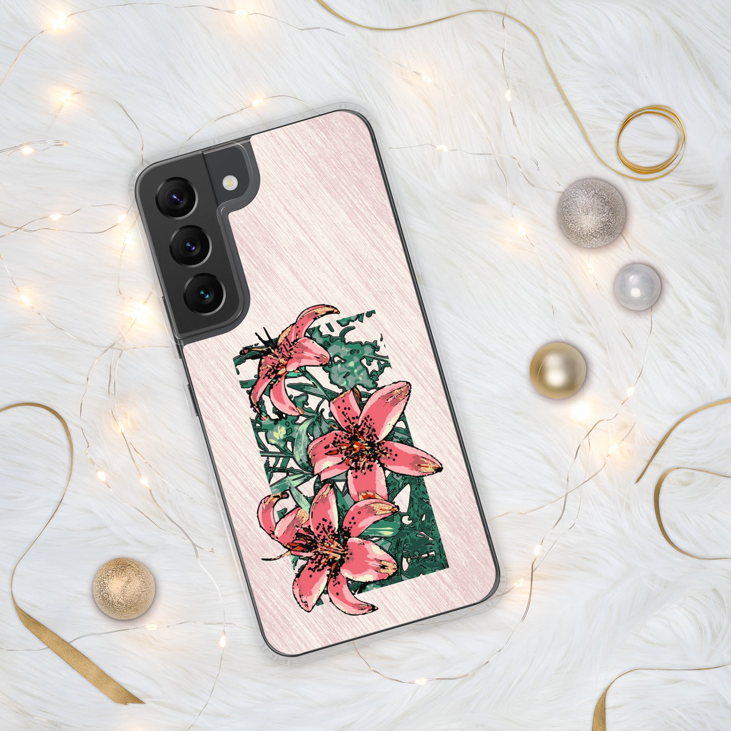 Pink Lilies Samsung Case for S20, S21, S22 models - Original Floral Design