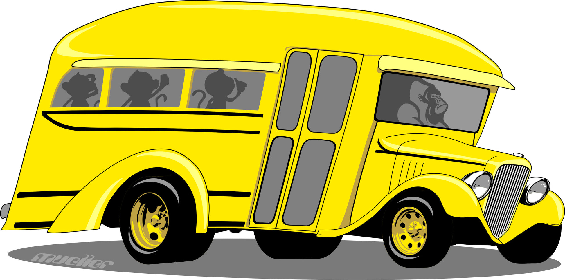 Cartoon Hot Rods Digital Download vintage school bus zoeysgarage.net