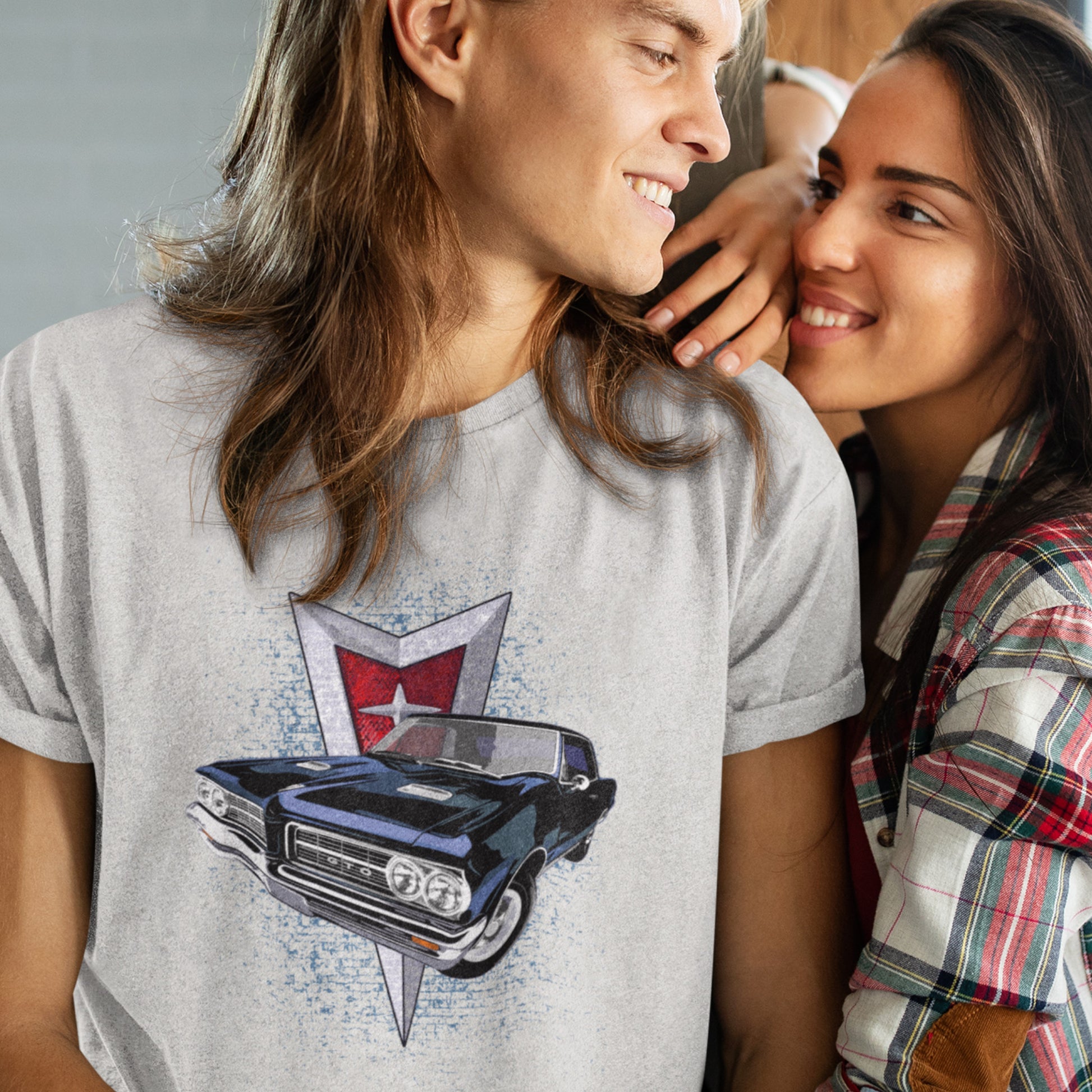 Classic car shirt featuring blue 64 Pontiac GTO - Unisex T-shirt - 1964 muscle car