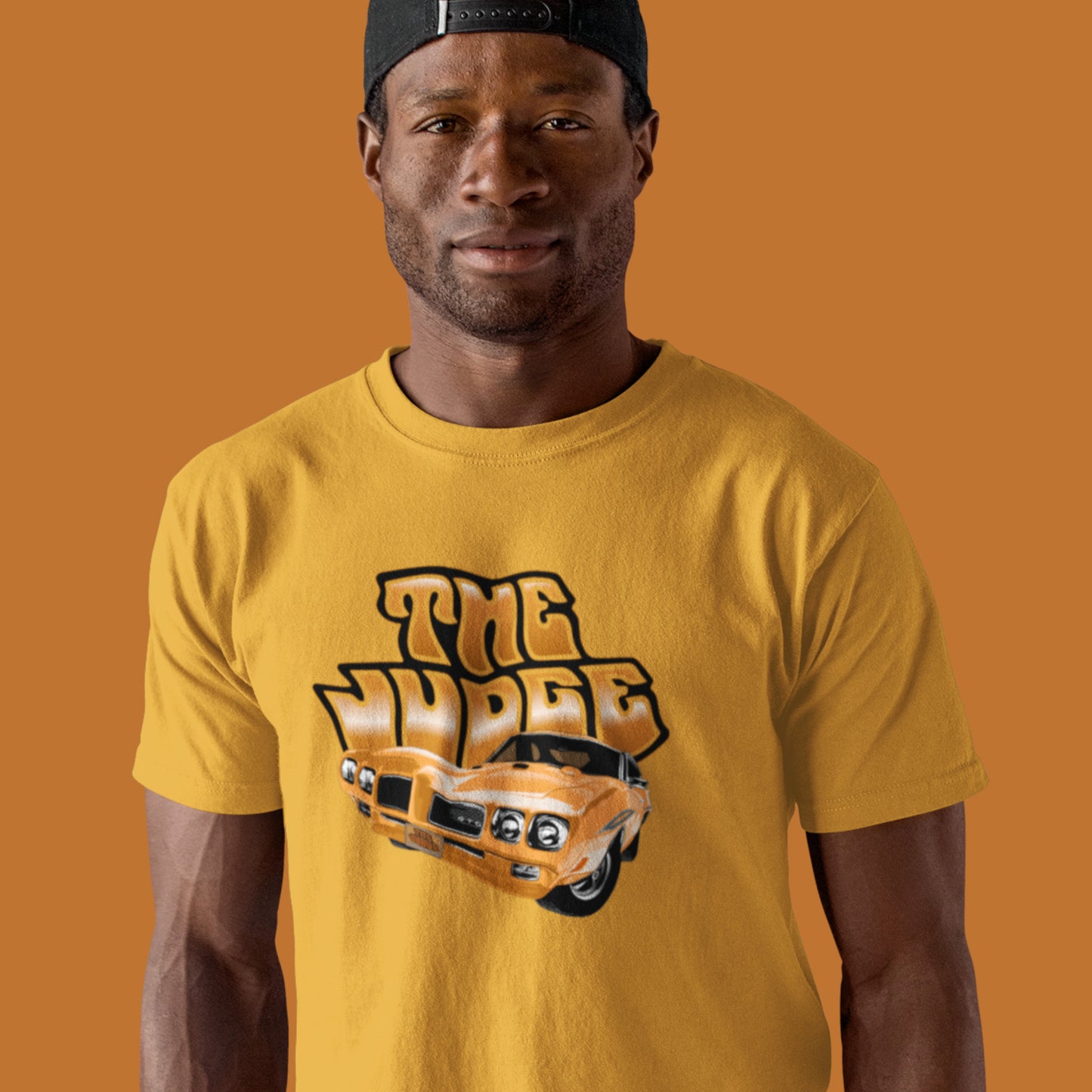 Classic car shirt featuring orange 70 Pontiac GTO Judge - Unisex T-shirt - 1970 muscle car