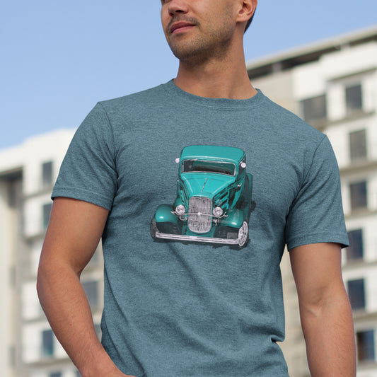 Classic Car Shirt featuring Turquoise 32 Ford Unisex Jersey Tee, 1932 hot rod