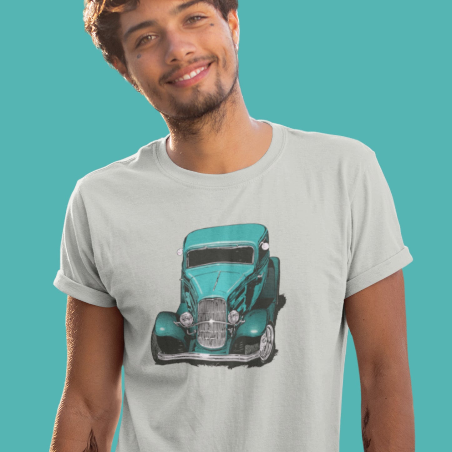 Classic Car Shirt featuring Turquoise 32 Ford Unisex Jersey Tee, 1932 hot rod