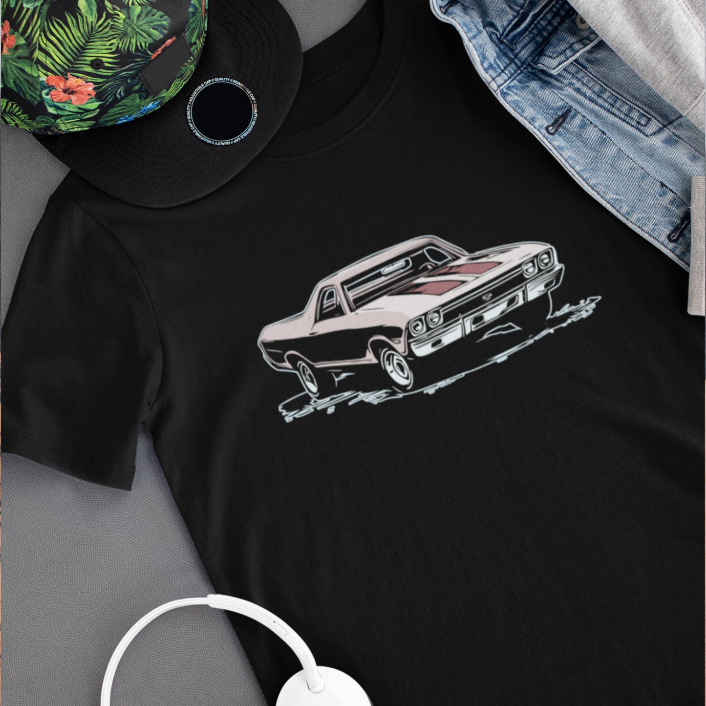 Classic car shirt featuring red 68 El Camino - Unisex Jersey Tee - 1968 Chevy truck