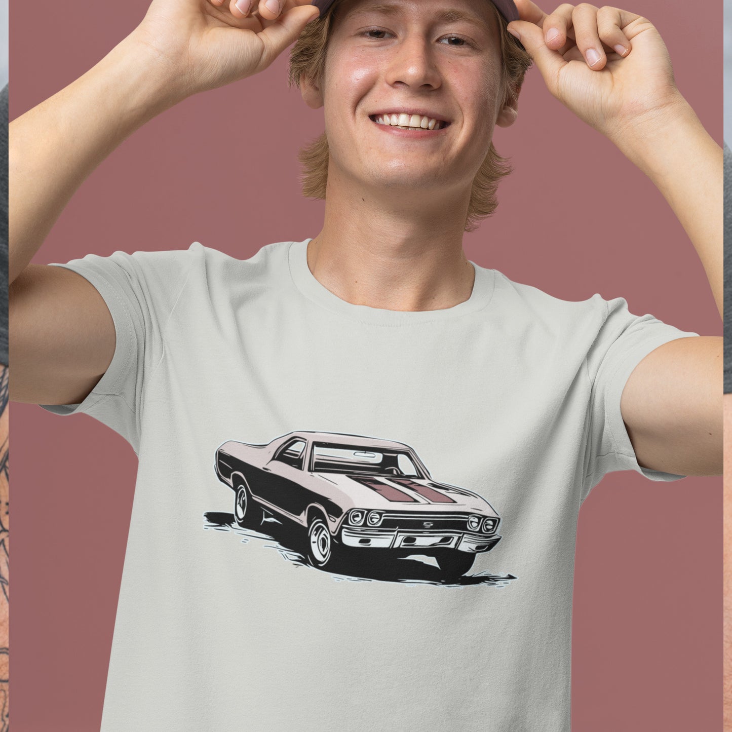 Classic car shirt featuring red 68 El Camino - Unisex Jersey Tee - 1968 Chevy truck