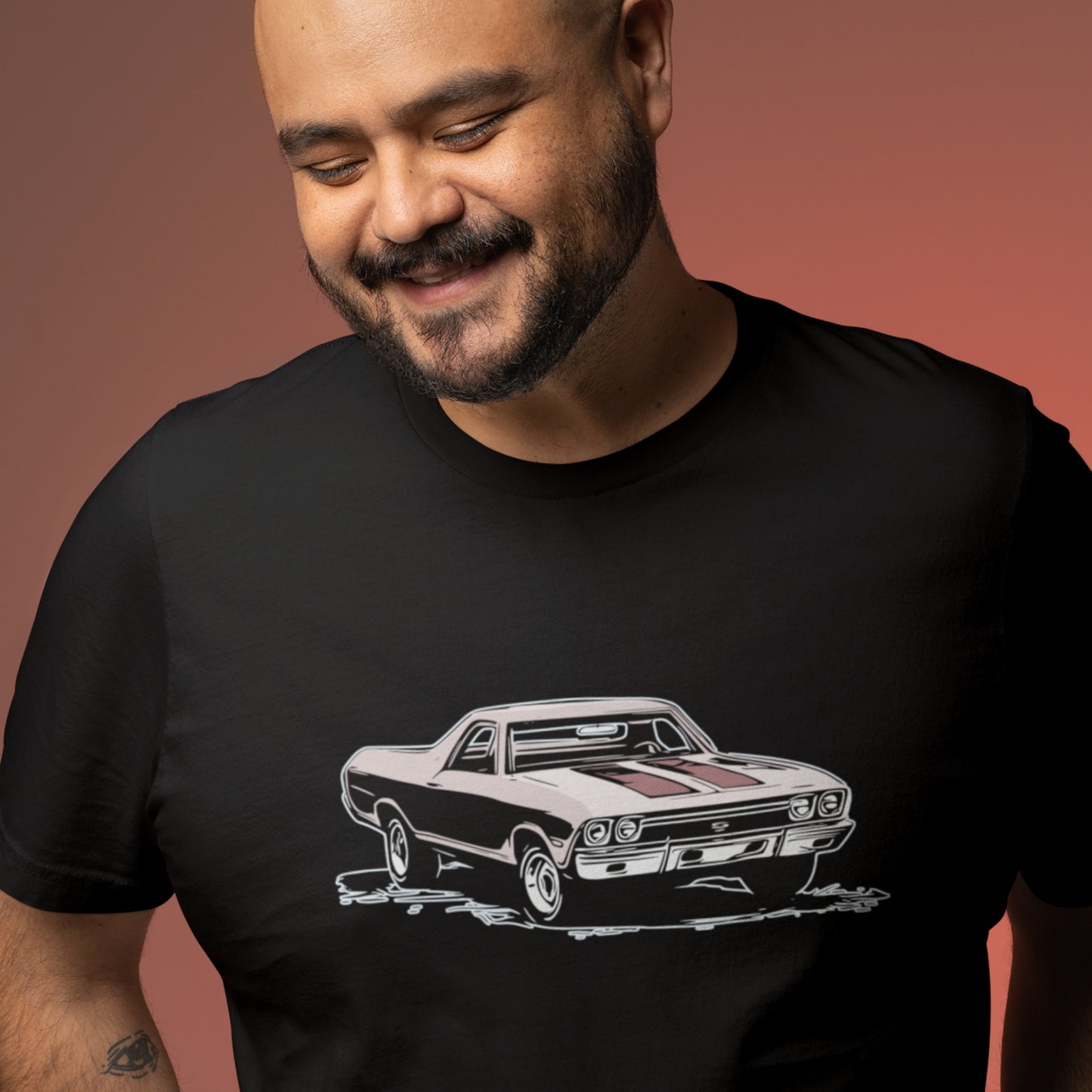 Classic car shirt featuring red 68 El Camino - Unisex Jersey Tee - 1968 Chevy truck