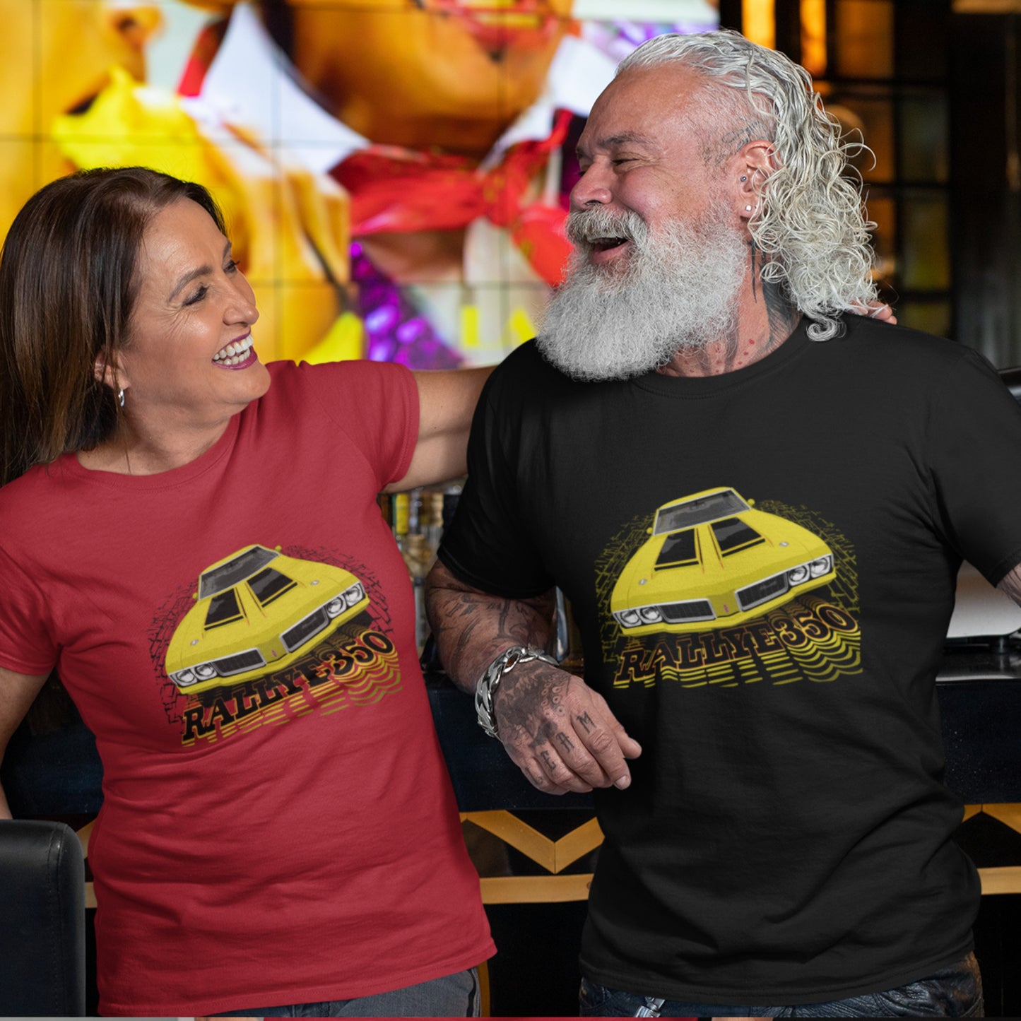 Classic car shirt featuring yellow 70 Olds Cutlass Rallye 350