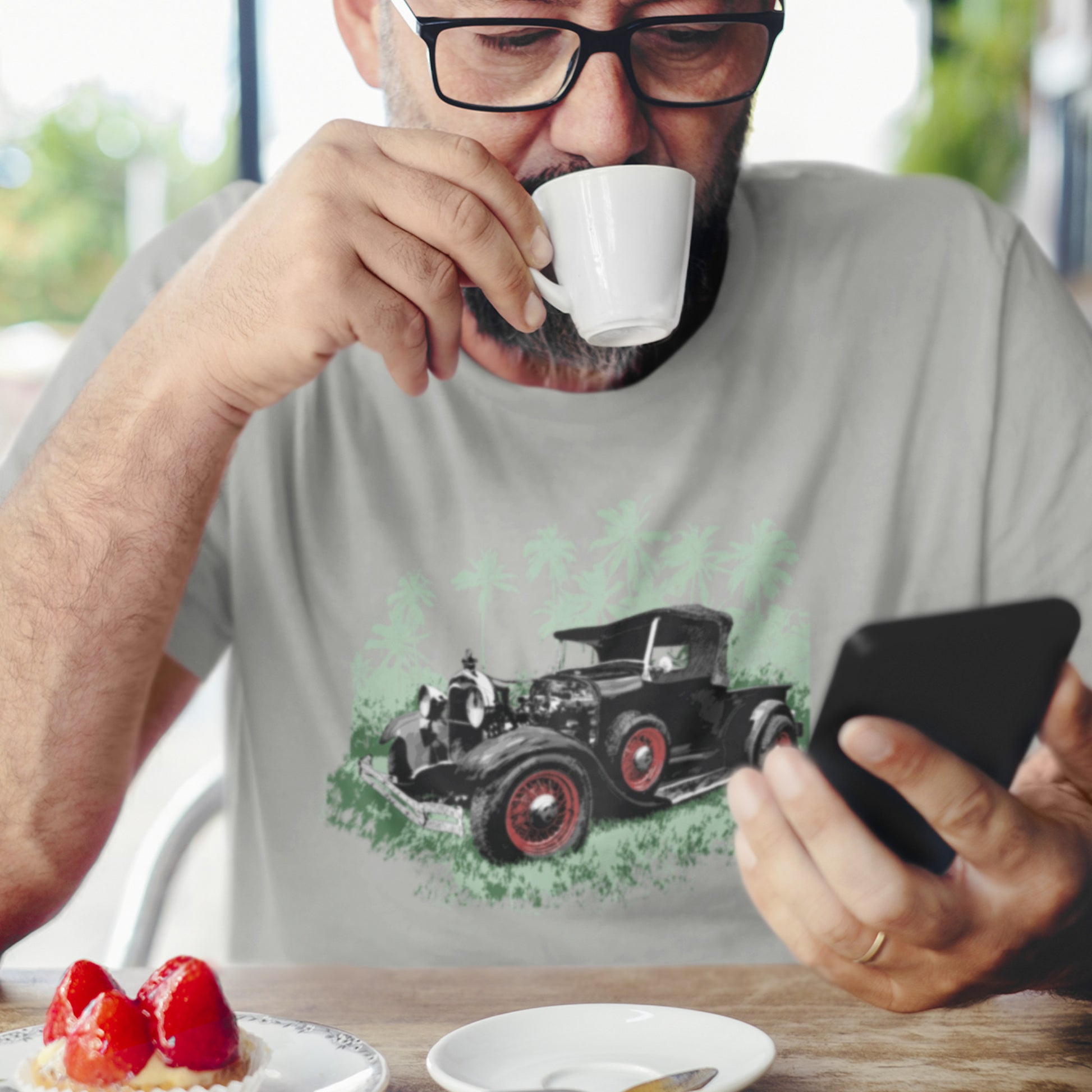 Classic Car Shirt featuring  a Black 1930 Ford Truck, 30's hot rod Unisex t-shirt