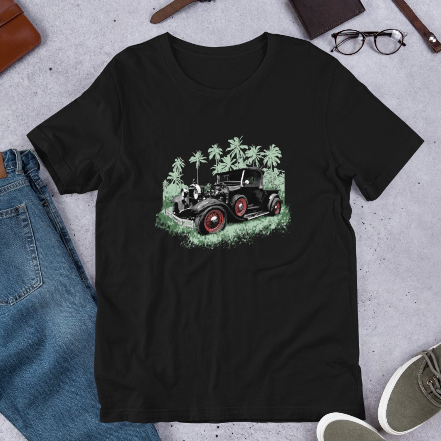 Classic Car Shirt featuring  a Black 1930 Ford Truck, 30's hot rod Unisex t-shirt