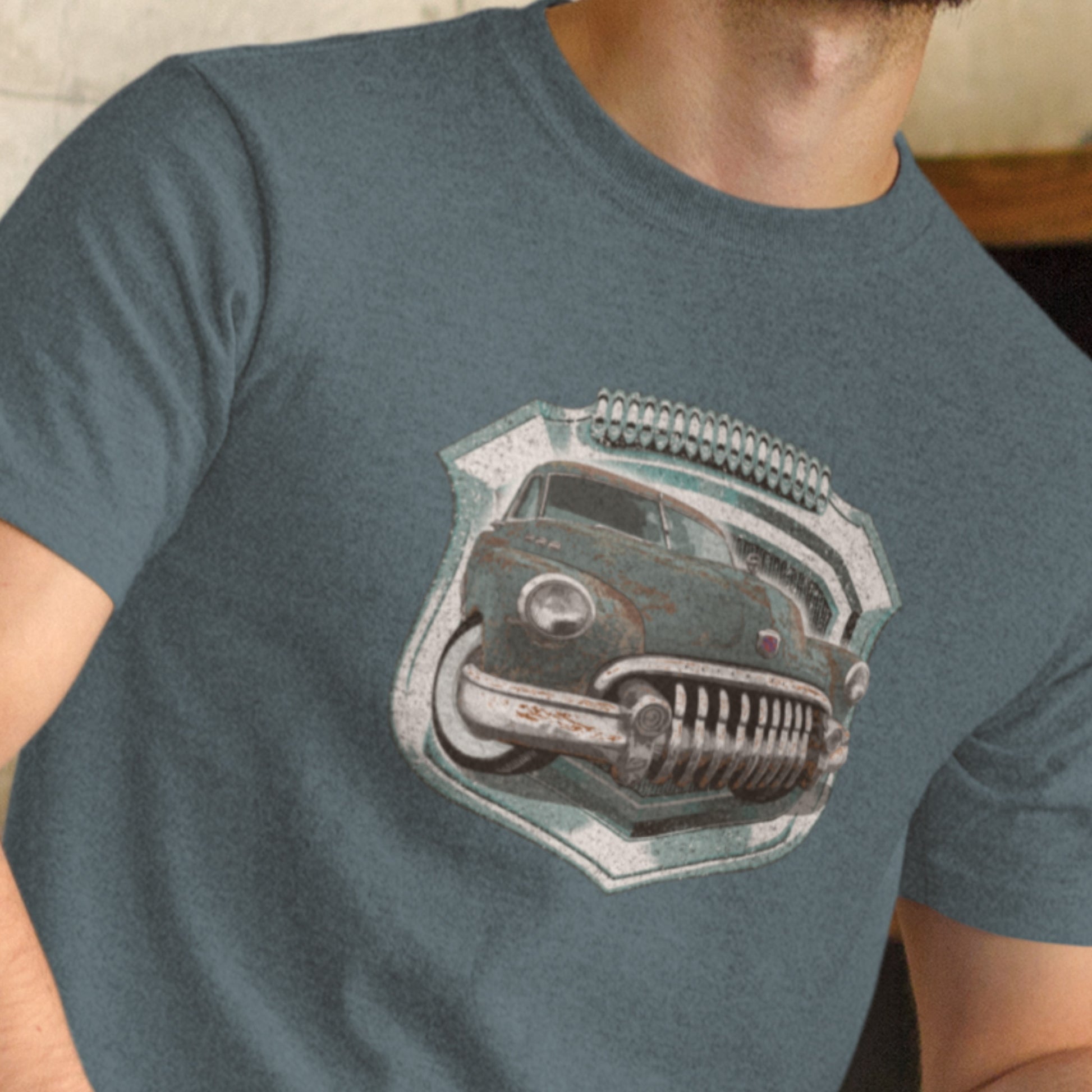 Classic Car Shirt featuring rusted Green 50 Buick Special - Unisex t-shirt with rat rod Buick